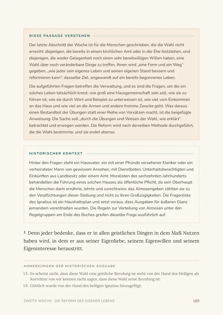 Ein echter Seitenausschnitt aus den Exerzitien des heiligen Ignatius