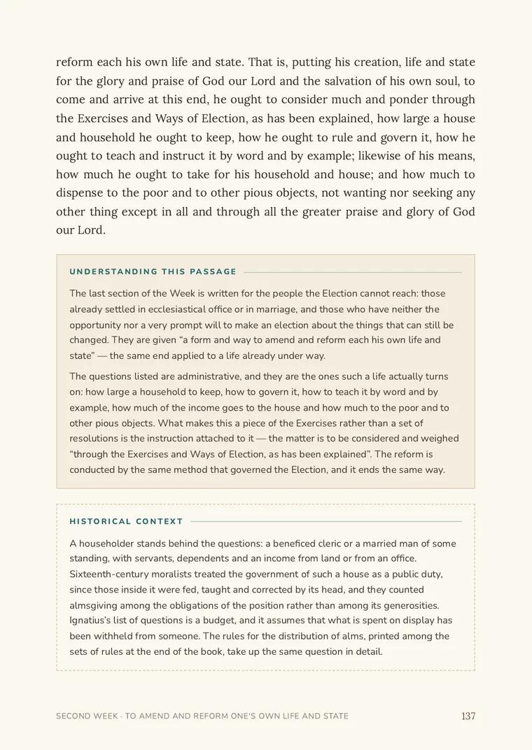 A real page detail from The Spiritual Exercises of St. Ignatius