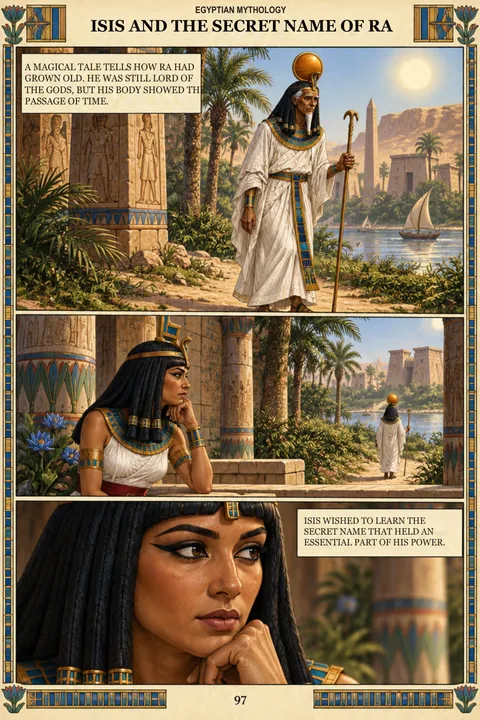 Actual page from the English edition: Isis and the Secret Name of Ra · 97