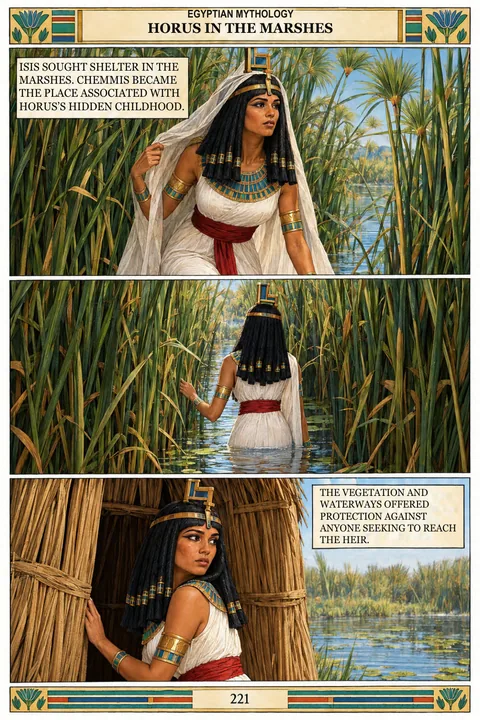 Actual page from the English edition: Horus in the Marshes · 221