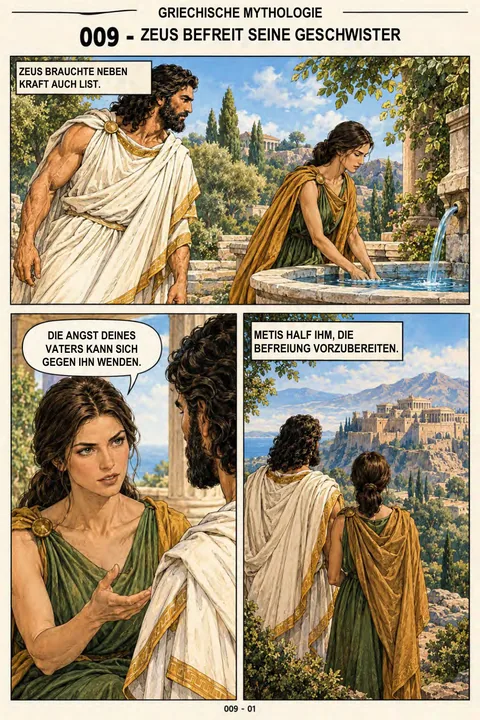 Originalseite aus der deutschen Ausgabe: Zeus befreit seine Geschwister · 70