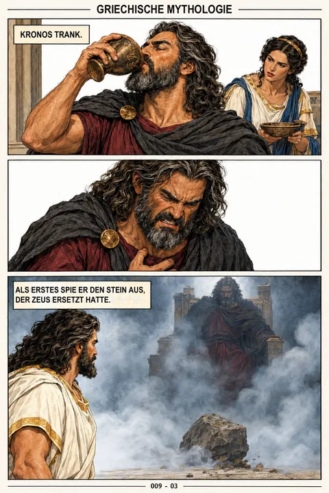 Originalseite aus der deutschen Ausgabe: Zeus befreit seine Geschwister · 72
