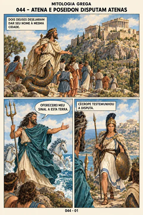 Página real da edição em português: Atena e Poseidon disputam Atenas