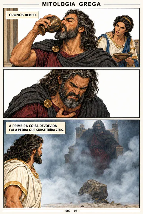 Página real da edição em português: Zeus liberta os irmãos, terceira página