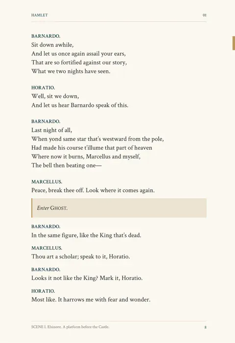 A text page from the illustrated English edition of Hamlet